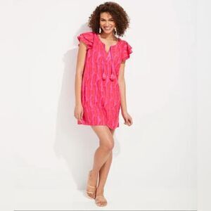 Vineyard Vines embroidery palm print dress